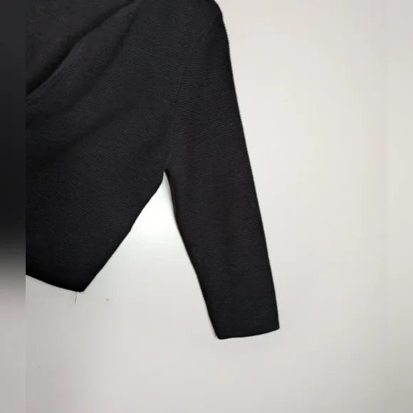 Charter Club Cardigan Sweater Black TexturedOpen Front Cropped Size M - Picture 7 of 16